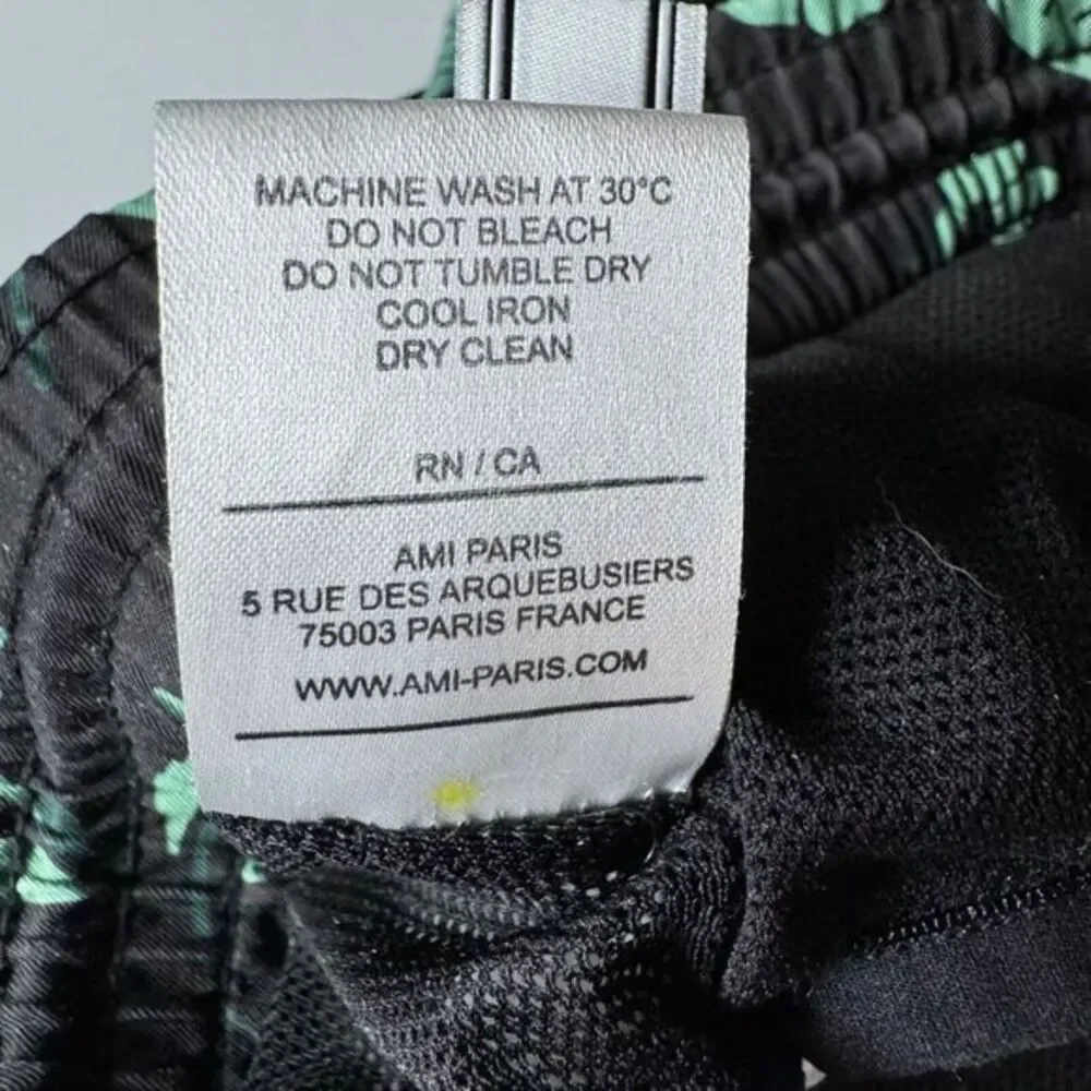 Ami Alexandre Mattiussi Swim Shorts Mens Medium Black Green Floral Print‎ Lined